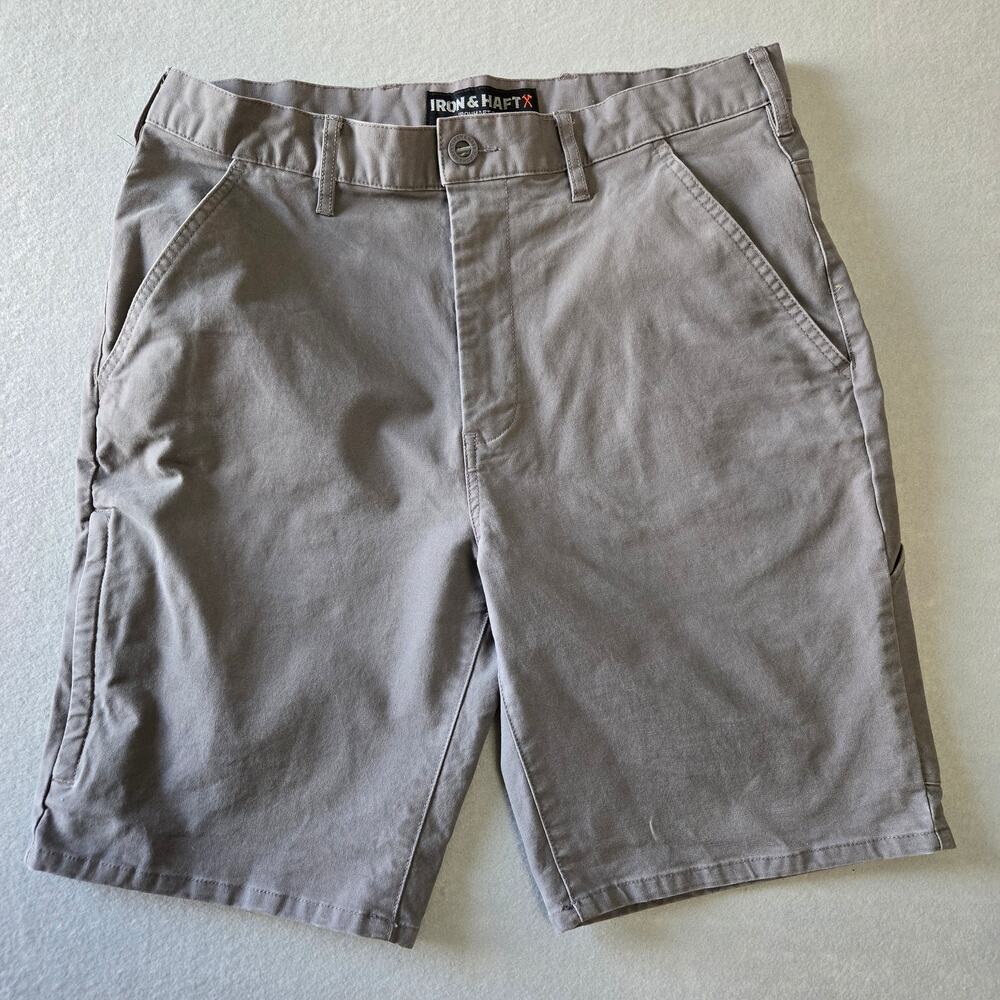 Iron & Haft Men's Cotton/Spandex Stretch Shorts with Pockets Gray Size 32